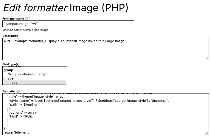 Custom Formatters edit formatter