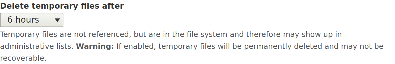 Drupal delete temporary files config