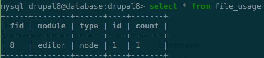 Drupal file usage table